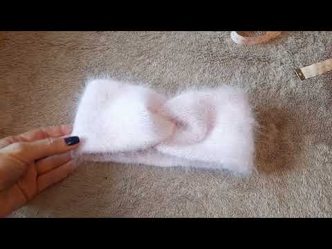 Видео: МК: Повязка на голову спицами из пуха норки.