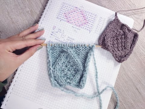 Видео: Как Вязать Спицами Узор с Ромбами и Рисом Внутри