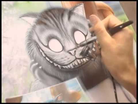 Видео: Процесс аэрографии "Чеширский кот"