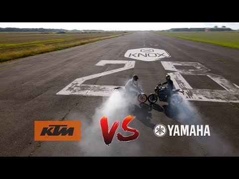 Видео: Yamaha MT 09 против KTM 890 Duke R — абсолютный поединок мотоциклистов среднего веса | KNOX Armour