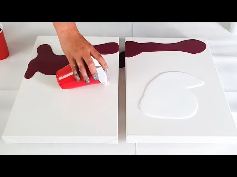 Видео: Акрил Налить Картина с Бордовый - Жидкость искусство Руководство