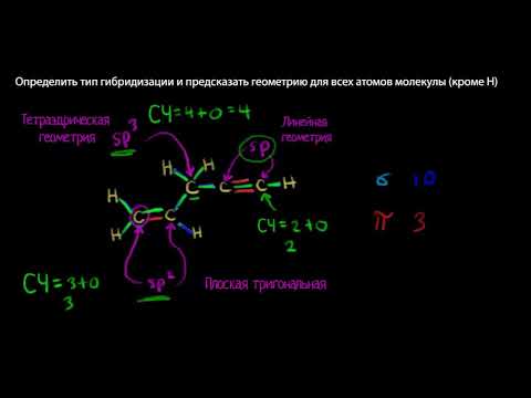 Видео: Примеры на определение типа гибридизации атомов в молекулах органических веществ(видео 19) | Химия