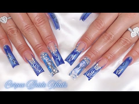 Видео: Труп невесты x Кошмар перед Рождеством, аэрография, акриловые ногти в виде уток на Хэллоуин