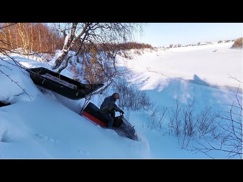 Видео: Снегоход Буран,Экстремальная езда с волокушей