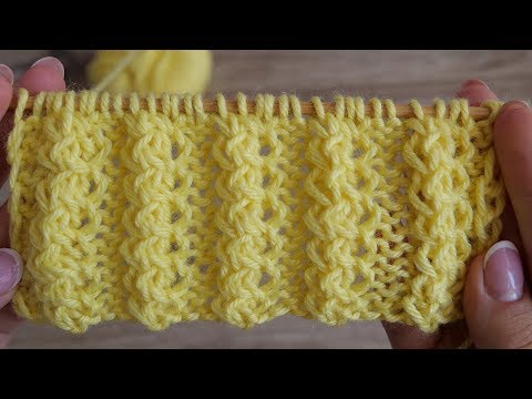 Видео: Объёмная декоративная резинка спицами | Volumetric decorative rib knitting pattern