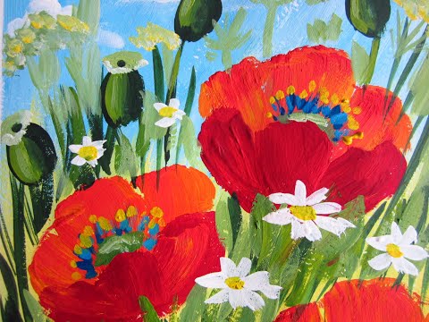 Видео: Как нарисовать маки//Красиво и просто