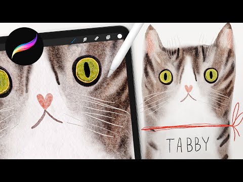 Видео: ПРОСТЫЕ портреты кошек // БЫСТРЫЙ и МИЛЫЙ урок по акварели для Procreate