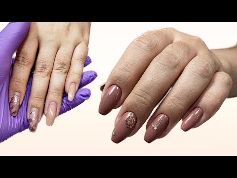 Видео: Domix тальк для маникюра / Мое мнение / Балерина на натуральных ногтях / Наклейки / Осенний дизайн