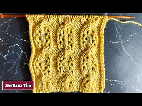 Видео: Очень красивый Узор Ажурная Коса Спицами / Вязание спицами + схема узора