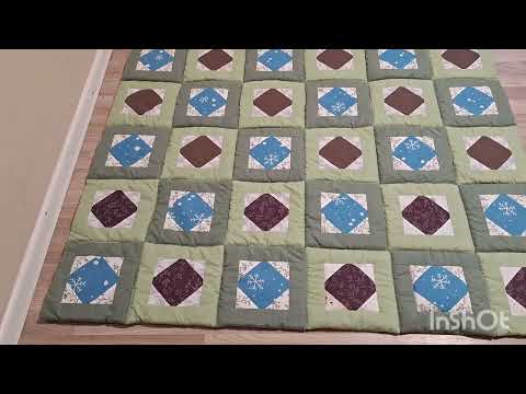 Видео: Одеяло "Квадрат в квадрате" готово!!!