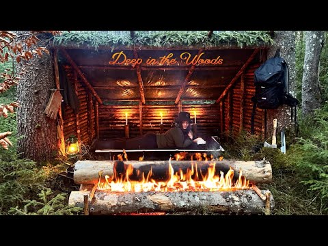 Видео: Бушкрафт: построила Укрытие с Костром Нодья на всю Ночь | приключение в одиночку