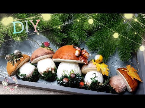 Видео: 🎄Ёлочные игрушки 🎄Новогодние ГРИБОЧКИ на ёлку DIY Сhristmas toys✨❄️🎉