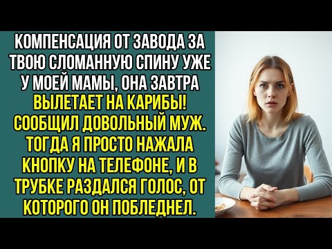 Видео: Компенсация от завода за твою сломанную спину уже у моей мамы, она вылетает на Карибы! Сообщил муж.