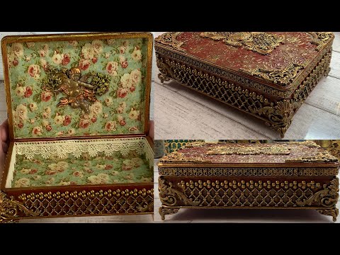 Видео: Декор шкатулки. Декупаж. Золочение. The decor of the box. Decoupage. Gilding