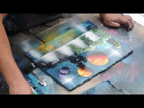 Видео: Львов - уличный художник. Картина краской из балончика