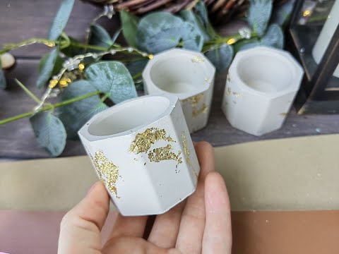Видео: делаю классные подсвечники из гипса/ candles in concrete