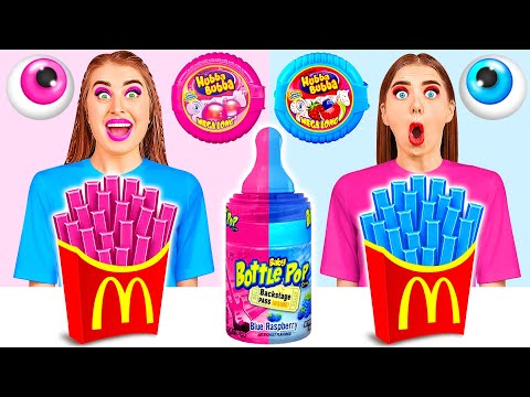 Видео: Розовая еда vs Голубая еда Челлендж от BaRaDa Challenge