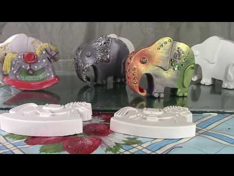 Видео: Декорируем гипсовых слонов ХоббиМаркет