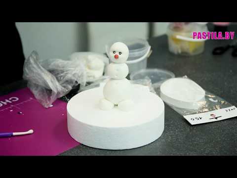 Видео: Снеговик из мастики. Фигурки из мастики. Идеи к Новому году|Pastila.by