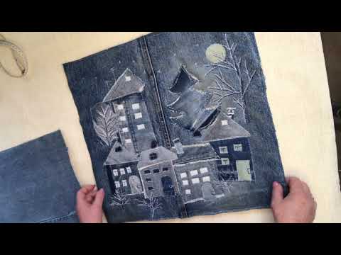 Видео: КРАСИВАЯ ДЖИНСОВАЯ ПОДУШКА