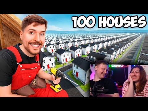 Видео: Я Построил 100 Домов и Раздал Их! | РЕАКЦИЯ на MrBeast
