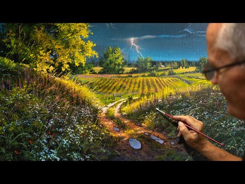 Видео: Рисуем Дорогу, Поле. (Акриловая живопись) Пошаговая | урок | Промежуток времени | Эпизод 4.