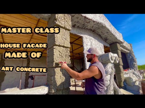 Видео: House facade  made of art concrete.  Как сделать красивый фасад дома! Имитация дерева форма брус