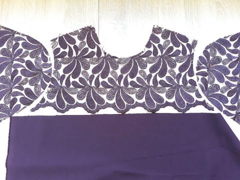 Видео: Обработка кружевной кокетки на платье