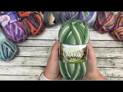 Видео: Обзор новых цветов Nako Boho. Покупка носочной пряжи. Магазин elize.lv