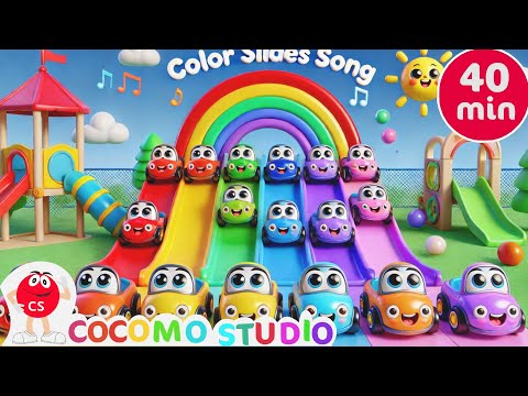 Видео: Гонка с цветными слайдами | Учим цвета под весёлую музыку для детей