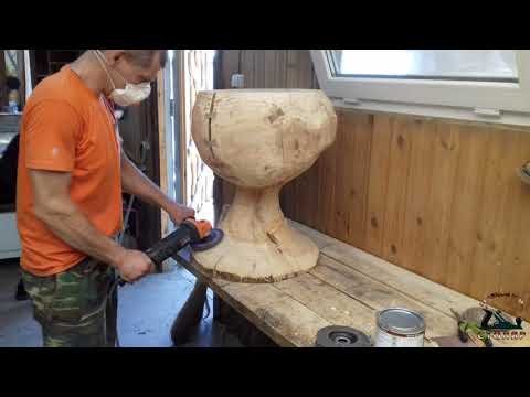 Видео: Как сделать журнальный столик из пенька .(How to make a coffee table out of wood.)✔
