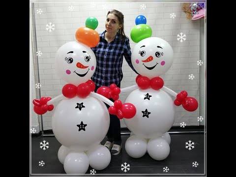 Видео: Большой снеговик из воздушных шаров Big snowman from balloons