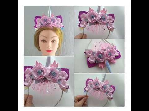 Видео: Ободок единорог с цветами из фоамирана  /DIY: Unicorn Headband