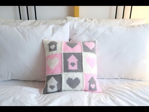 Видео: Мастер-класс: вяжем подушку с жаккардом крючком