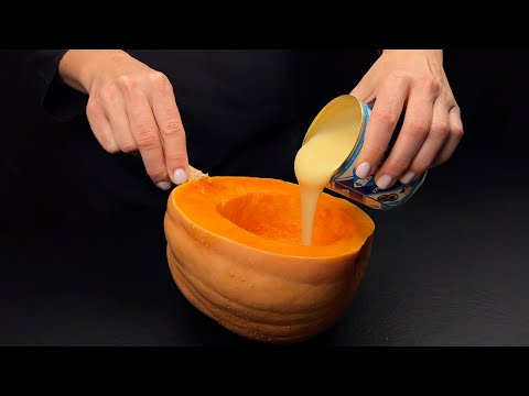 Видео: Вливаем в тыкву сгущенное молоко! Я готовлю этот десерт каждые выходные! Невероятно вкусно!