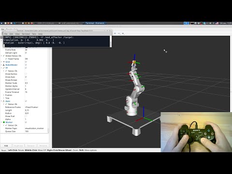 Видео: Управление манипулятором Moveo в ROS с помощью джойстика от PS3