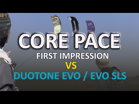 Видео: Core Pace kite test | Duotone Evo / Evo SLS comparison | Кор Пейс | сравнение с Дуотон Эво / Эво СЛС