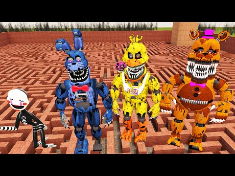Видео: АНИМАТРОНИКИ В БОЛЬШОМ ЛАБИРИНТЕ ГОНЯЮТСЯ ЗА НАМИ FNAF COOP ► Garry's Mod