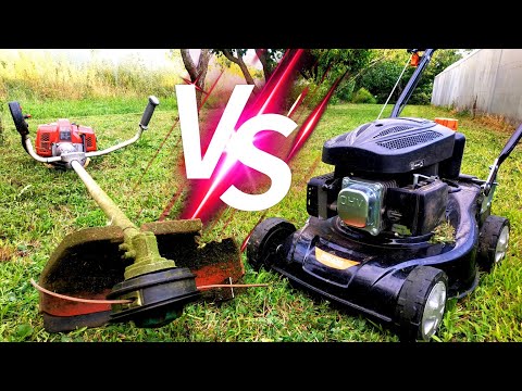 Видео: Мотокоса против газонокосилки. Такого я не ожидал! Битва сезона