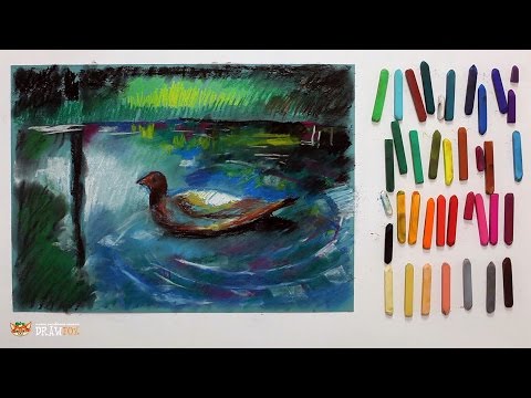 Видео: Курс рисования "Сухая пастель" Начинающие. Урок 5-4. Утка в пруду.