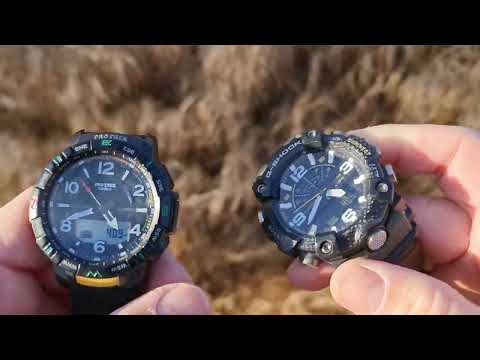 Видео: Сравнение часов  CASIO моделей PRO TREKPRT-B50-1E и G-SHOCKGG-B100-1A3 с блютузом