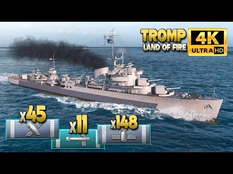 Видео: эсминец Tromp: Легко на карте Land of Fire - World of Warships