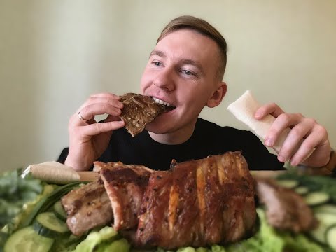 Видео: МУКБАНГ СВИНЫЕ РЁБРЫШКИ | MUKBANG PORK RIBS