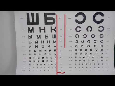Видео: Определение строты зрения | Көру өткірлігін анықтау