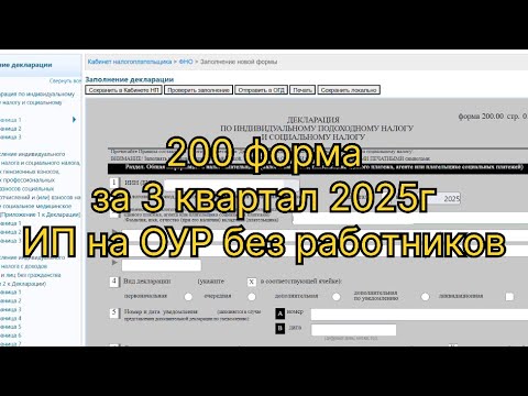 Видео: 200 форма за 3 квартал 2025г для ИП на ОУР без сотрудников