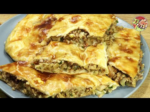 Видео: Быстрый пирог с жареной свининой и гречкой. Вкусно!