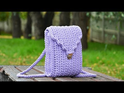 Видео: Рюкзак из трикотажной пряжи крючком Crochet Simple backpack of t shirt yarn English SUBTITLES