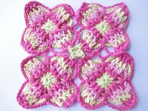 Видео: Соединение квадратных мотивов Compound motives Crochet