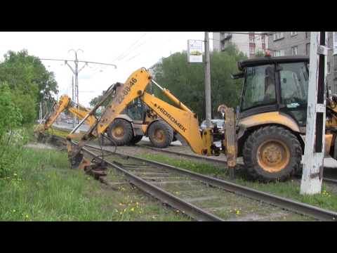 Видео: Томск. Демонтаж трамвайных путей на улице Пушкина