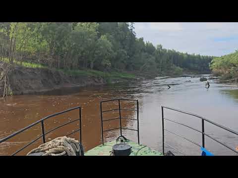 Видео: Завал 574км снизу с баржей на буксире в июле 2025. Река Демьянка.